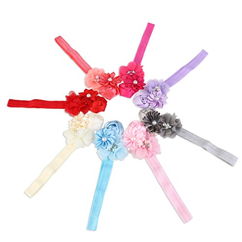 NUOLUX 8ST Cute Baby Girls Sweet Rose Blumen Perle elastisch Haarband Haar Band Zubehör Foto Props - 6
