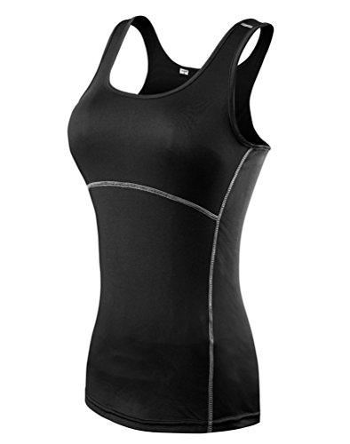 ZKOO Tapa Camiseta Chaleco Deportes para Mujeres del Aptitud De Yoga Que Se Ejecutan Negro XL