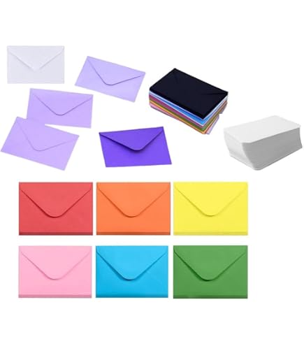 JEYEFFE Lot de 100 Enveloppes Colorées 14 x 9 c - ini Enveloppes pour