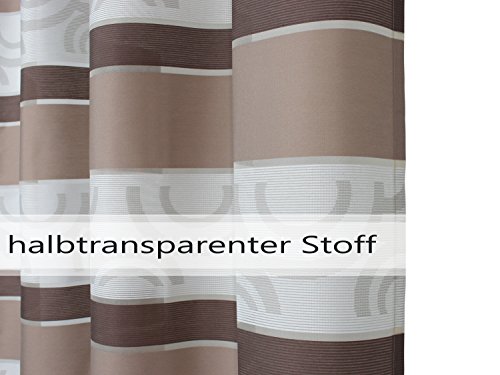 halbtransparenter Vorhang Colorado von deko trends – Wohndekoration in elegantem Design – made in Germany – moderne Kreismusterung mit Struktureffekt – mit einer Stoffbreite von ca. 144 cm und einer Stoffhöhe von ca. 245 cm, braun - 4