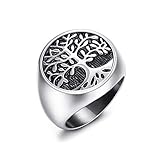 --- DISEÑO DEL ÁRBOL DE LA VIDA --- Gran anillo sólido y resistente para hombres o mujeres, con el patrón de ÁRBOL DE LA VIDA; El interior del anillo es liso sólido.