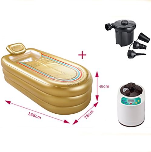 YMXLJFInflatable bathtub Thickened adult warm folding steam bath box ( Color : Earthly gold )