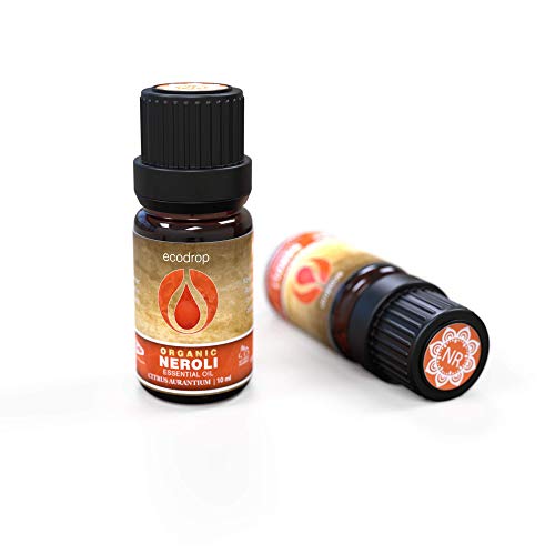 Aceite esencial orgánica de neroli, certificado orgánico por UKCert, 100% puro y terapéutico, aceite de aromaterapia, 10 ml, libro digital incluido (Citrus aurantium)