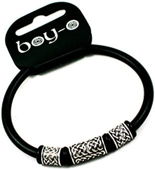Boy-O! Handmade pewter beads &amp; rubber roll on bangles for Men XL
