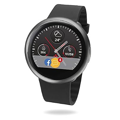 MyKronoz ZeRound2 Smartwatch avec écran couleur tactile, microphone et haut-parleur intégré – Noir / Noir
