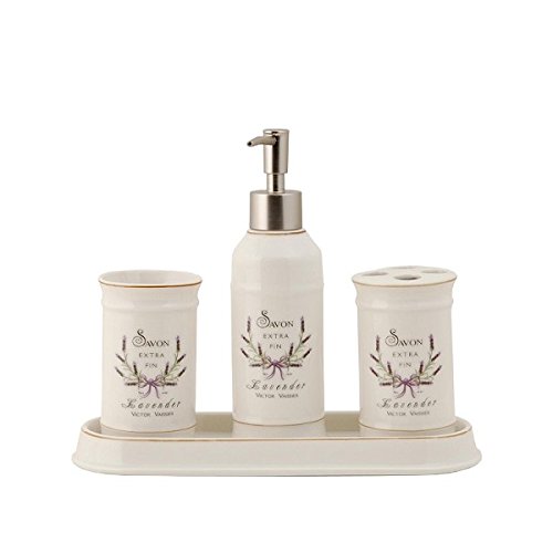 Clayre & Eef 4-teiliges Badezimmer-Set Lavendel