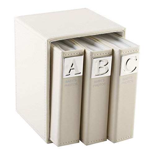 Set of 3 Baby Photo Albums With ABC Icons Cream - Unisex Baby Gift