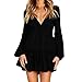 Price comparison product image HEHEMAUD Women Sexy Casual Ruffle Long Sleeve Mini Dress Evening Party Dress BK/S Black S