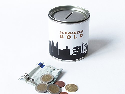 Spardose "SCHWARZES GOLD" RUHRPOTT in schwarz/gold -CITY CASH BOX Sparbüchse Geldgeschenk