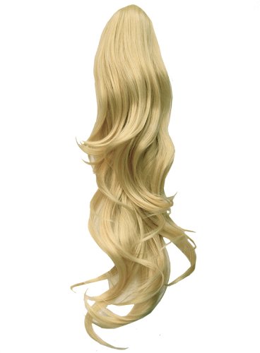 22" PONYTAIL Clip in Hair Extensions FLICK Light Blonde #613 REVERSIBLE Claw Clip