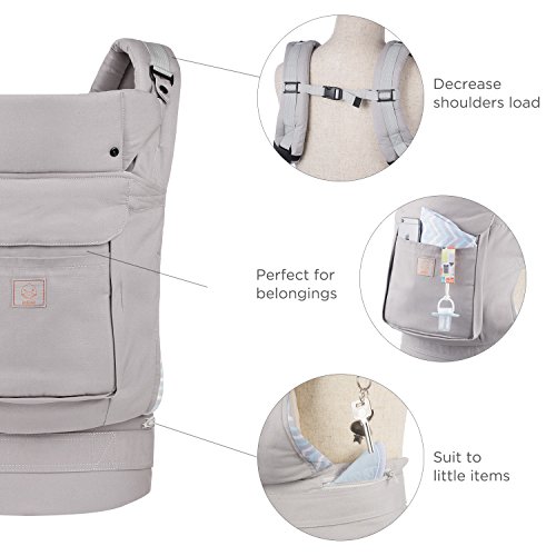 GAGAKU Ergonomische Baumwoll Babytrage Rücken mit Abnehmbarer Kapuze – 3 Tragepositionen (5,5-15 kg, 4-48 monate) - 3