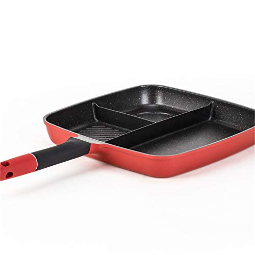 Preisvergleich Produktbild Bratpfanne, Premium Aluminiumguss Antihaftbeschichtete Grill Pfanne Kratzfeste Antihaftbeschichtung mit Echten Steinpartikeln Geeignet für alle Herdarten,Red