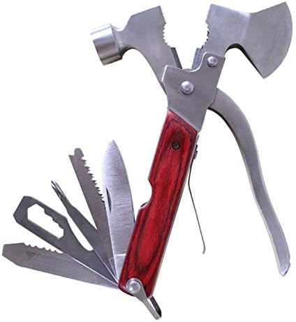 XHY Portable Stainless Steel Multitool Multipurpose Tool Multifunctional Knife Axe with Hammer Plier Emergency Escape Hammer