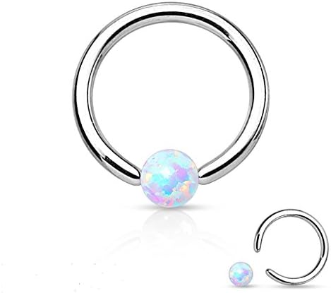 Cartilage Rainbow Opal Hoop Ball 316L Surgical Steel Tragus/Cartilage Barbell Helix Conch TM