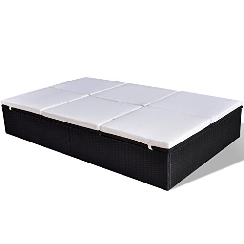 vidaXL Poly Rattan Sonnenliege Doppelliege Gartenliege Gartenmöbel Gartengarnitur Sofa - 4