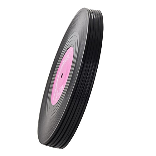 Allbusky Colorful Silikon Untersetzer Cup Tisch-Sets Matte Fruit Bilder rund, gute Geschenk-Set 6 Stück (Record Style) - 8