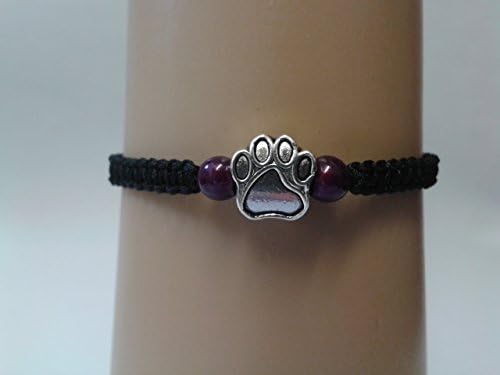 Paw print bracelet with purple beads