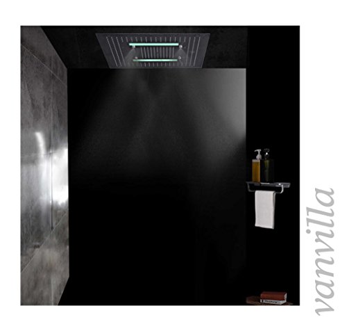vanvilla LED Duschkopf 65cm x 65cm Edelstahl gebürstet Regendusche Schwall Sprühnebel flächenbündig Einbaubox 116565WB - 6