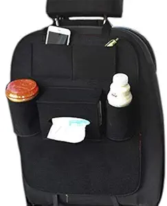 Dhruheer Latest Car Back Seat Mobile Tablet Cell Phone Tray Tissue Mirror Drink Water Bottle Snacks Books Pens Break Fast Pocket Cover Organizer Holder Storage Bag Stand Hook - Multi-Colored