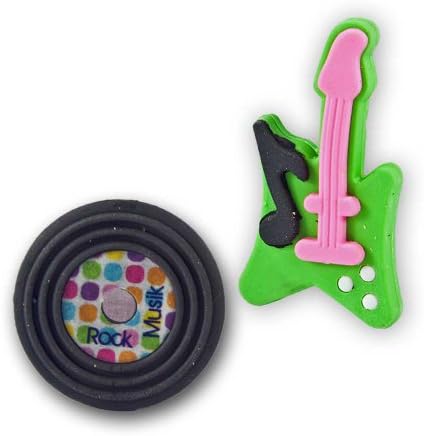 Eraser Guitar Rock Music Platter 2er Set Eraser Green Black Puzzle Eraser