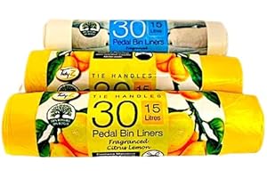 EZ BUYS UK pack 90 Scented Pedal Bin Liners With Tie Handles XL 15 Litres per Bag, 3 Packs of 30