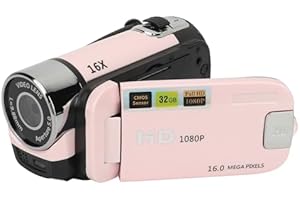Videokamera-Camcorder, 1080P 16 MP Digitalkamera-Recorder, 2,4 Zoll Drehbarer Bildschirm, 16-facher Digitalzoom-Camcorder-Kamera mit Fülllicht (Rosa)