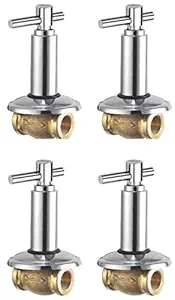 Drizzle Concealed Stop Cock Tarim 20 mm. Brass Chrome Plated/Concealed Valve 3/4 Inch/Bathroom Tap/Quarter Turn Tap - Set of 4