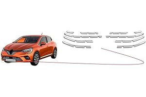 MNE PARTS pour Renault Clio V 2019+ 10 pièces de calandre de section inférieure d'évent de Grille de calandre, couvercles de gril en acier inoxydable