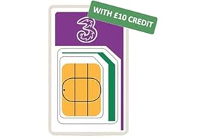 THREE BY THREE Three Mobile International Pay As You Go SIM with £10 Pre-loaded Credit