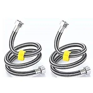 Drizzle 24 Inch Heavy Duty Connection Pipe/Stainless Steel Connection Pipe For Hot And Cold Water/Geyser Connection Pipe/Basin Mixer Connection Pipe - 8 Pieces