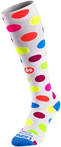 Compression Socks FLODA White/Coloured Dots - M-L