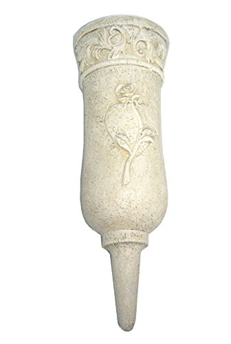 2Stück Grabvase mit Rose Stein-Weiß 25x8cm
