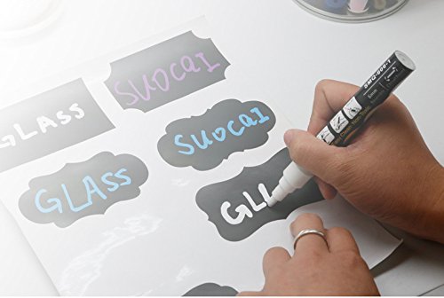 XY Life 64 Stück Tafelaufkleber Küchen Label Tafel Aufkleber sticker Etiketten zum Beschriften, Wiederverwendet und Wasserdicht, Chalkboard Tafeletiketten für Kitchen Weckglas Lebensmittelboxen Gläser Gewürzgläser und Haushalt, Schwarz - 5