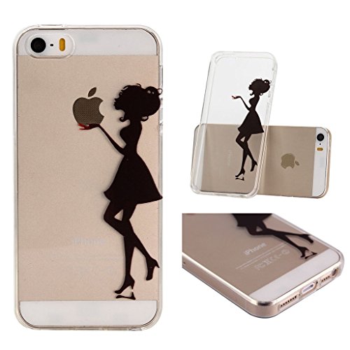 iPhone 5 5S SE Coque , YIGA Noir Sexy Femme Transparent 3D Crystal TPU Silicone Doux TPU Case Cover Housse Etui pour Apple iPhone 5 5S / iPhone SE
