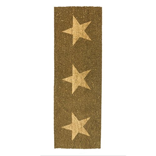 miaVILLA Fußmatte Stars - Fußabtreter mit Sternen - Kokosfaser - Beige Natur - ca. 40 x 120 cm