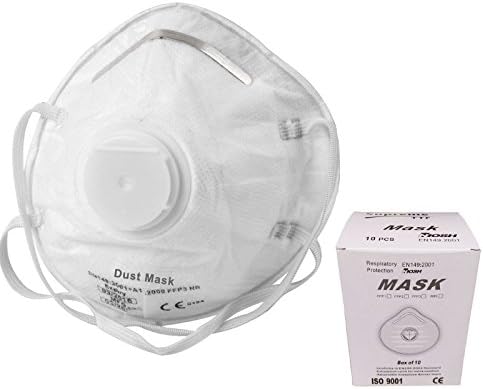 Dust Mask Respirator Moulded Valved FFP3 CE Approved Protective Filter (Pack of 10)