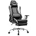 Produktbild Merax Racing Stuhl Gaming Stuhl Schreibtischstühle Ergonomisch Bürostuhl PU-Leder Drehstuhl Höhenverstellbarer Schreibtischstuhl mit Verstellbaren Kissen und Herausziehbare Fußstützung (Weiß)
