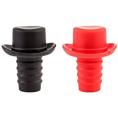 Preisvergleich Produktbild RotSale® 2x Silikon Universell Stöpsel für Flaschen Saftflasche Flaschenstopfen Flaschendeckel Flaschenverschluss Kork Strohhut in Schwarz und Rot