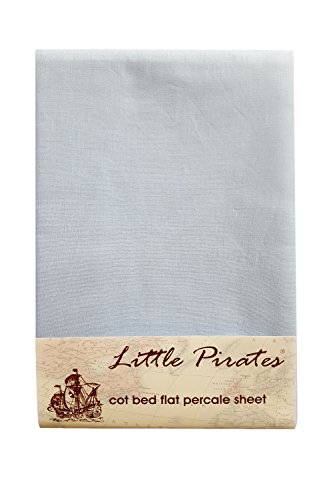 Little Pirates Drap plat pour lit de bébé 100 % coton percale brossé, bleu
