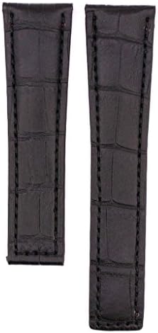 22mm Black Stitched Black Leather Strap Compatible Tag Monaco FC6177 (Similar)