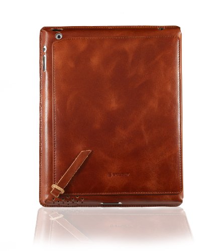 StilGut Couverture Case Version 2  Tasche aus feinstem Leder f  r das neue Apple iPad 3    4  Generation unterst  tzt Smart-Cover Funktion in Cognac