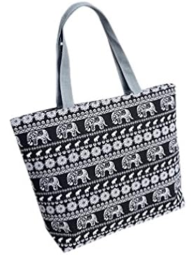 Damen Groß Canvas Tasche Schultertasche für Schule Reisen Arbeit und Einkäufe Shopper Oversize Floral Henkeltaschen