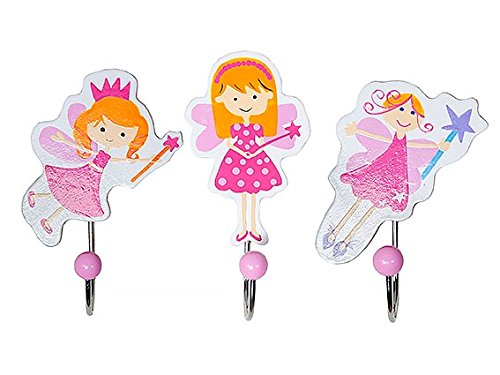 Set de tres ganchos con figuras de hadas para la habitación de las niñas