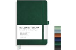 ‎RETTACY RETTACY Notizbuch Liniert A5, Journal Tagebuch mit 192 nummerierten Seiten,100gsm Notizbücher, Innentasche, Hardcover Buch für Büro Schule Arbeit Frauen Männer, 14.8 x 21cm - Dunkelgrün