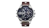 timelyo® Herrenuhr Damen Watch Quartz Replica Armband Leder schwarz neu