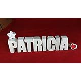 Beton, Steinguss Buchstaben 3 D Deko Schriftzug Namen PATRICIA als Geschenk verpackt! Ein ausgefallenes Geschenk zur Geburt, Taufe, Geburtstag oder auch zu anderen Anlässen.