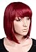 S-noilite Classy Bob Full Wigs Neat Fringe Style Charm Red Heat Resistant Hair Wig Elegant Lady Dress