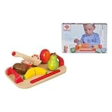 Eichhorn 100003721 - Schneidebrett mit Früchten, 26x16,5cm 12-tlg., Schneideobst aus Holz mit Klett-Verbindung, Eichenholz, Birkenholz