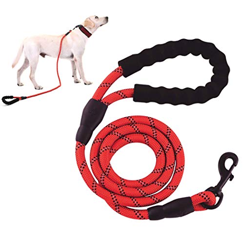 NightGhost Rope Dog Lead con Mango Suave Acolchado e Hilos de Rosca Alta Reflectante, 5FT Durable Cuerda Twist Lead en Perros pequeños, medianos, Grandes (Rojo)