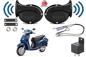 SHOP4U Trumpet Sound, 12V Snail Shape windtone Horn with Relay and Wire for Honda Activa 6G